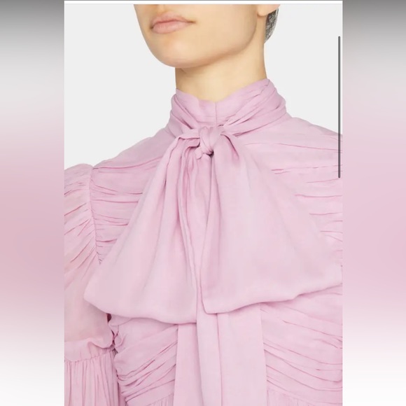 Zimmermann Celestial Pink Tie Neck Chiffon Dress - Picture 4 of 9